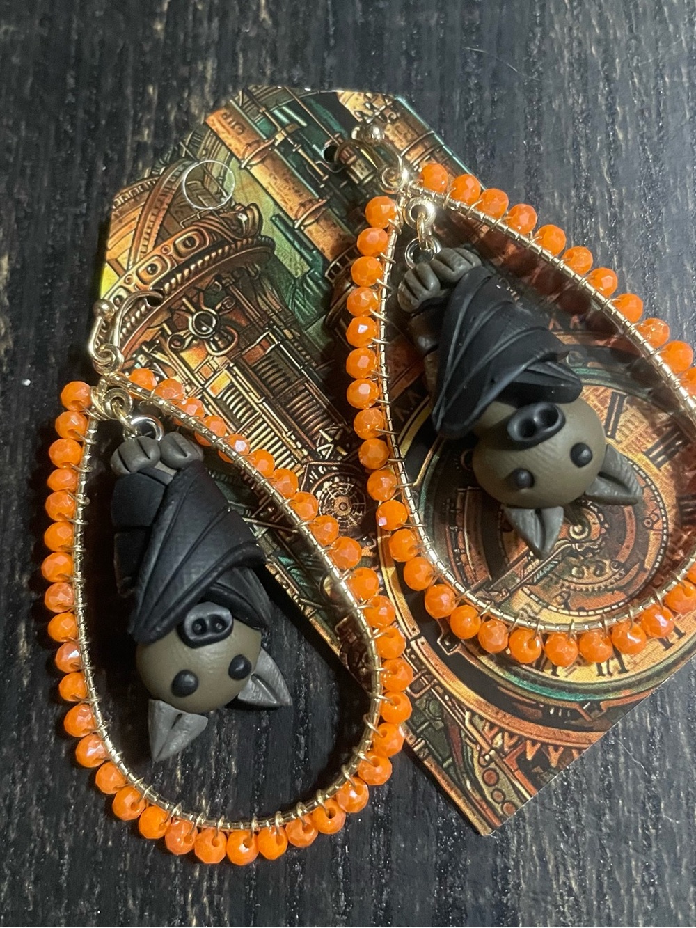 Hand Crafted Nappie Time Bat Earrings